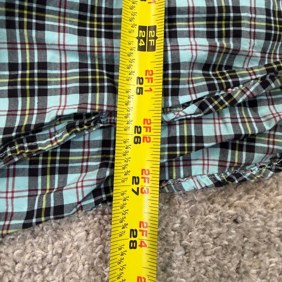 J.McLaughlin Mens L Plaid Button Down Shirt Blue Black Red Cotton Casual Preppy - Picture 6 of 9